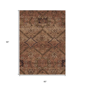 Homeroots 3' Inviting Floral Washable Area Rug For Indoor And Outdoor Spaces – Durable, Stain-resistant Design 5' X 8' Polyester 588907