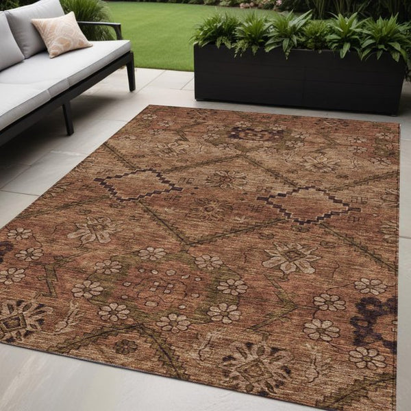 Homeroots 3' Inviting Floral Washable Area Rug For Indoor And Outdoor Spaces – Durable, Stain-resistant Design 5' X 8' Polyester 588907