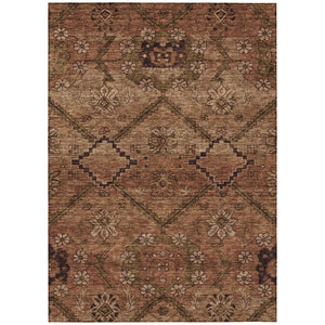 HomeRoots 5' Floral Area Rug in Rich Orange, Copper & Brown – Durable, Washable for Indoor & Outdoor Use 5' X 8' 588907