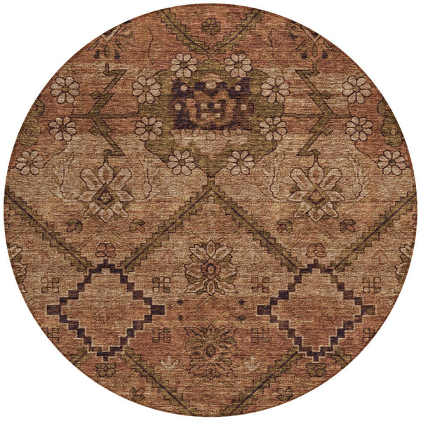 Homeroots 3' Inviting Floral Washable Area Rug For Indoor And Outdoor Spaces – Durable, Stain-resistant Design 8' Round Polyester 588908