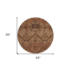 Homeroots 3' Inviting Floral Washable Area Rug For Indoor And Outdoor Spaces – Durable, Stain-resistant Design 8' Round Polyester 588908