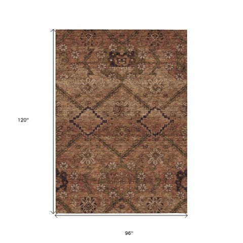Homeroots 3' Inviting Floral Washable Area Rug For Indoor And Outdoor Spaces – Durable, Stain-resistant Design 8' X 10' Polyester 588909