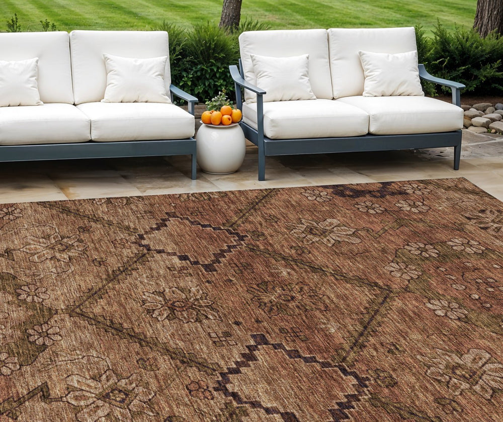 Homeroots 3' Inviting Floral Washable Area Rug For Indoor And Outdoor Spaces – Durable, Stain-resistant Design 9' X 12' Polyester 588910