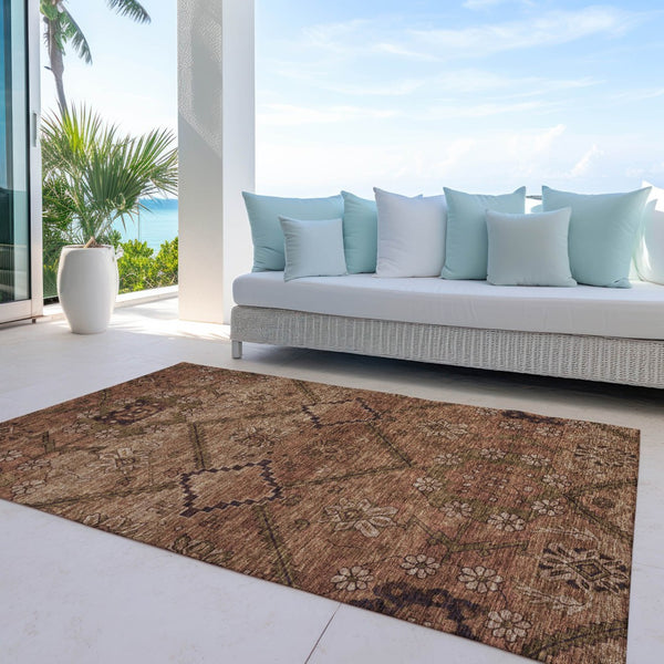 Homeroots 3' Inviting Floral Washable Area Rug For Indoor And Outdoor Spaces – Durable, Stain-resistant Design 9' X 12' Polyester 588910