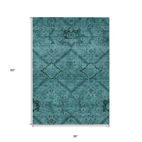 Homeroots 3' Inviting Floral Washable Area Rug For Indoor And Outdoor Spaces – Durable, Stain-resistant Design 3' X 5' Polyester 588912