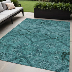 Homeroots 3' Inviting Floral Washable Area Rug For Indoor And Outdoor Spaces – Durable, Stain-resistant Design 5' X 8' Polyester 588913