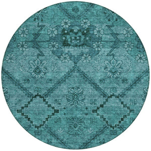 Homeroots 3' Inviting Floral Washable Area Rug For Indoor And Outdoor Spaces – Durable, Stain-resistant Design 8' Round Polyester 588914