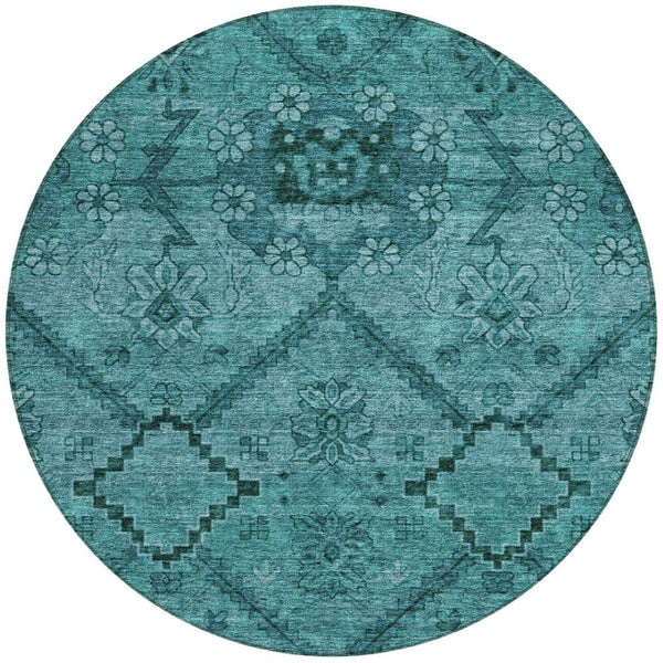 Homeroots 3' Inviting Floral Washable Area Rug For Indoor And Outdoor Spaces – Durable, Stain-resistant Design 8' Round Polyester 588914