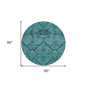 Homeroots 3' Inviting Floral Washable Area Rug For Indoor And Outdoor Spaces – Durable, Stain-resistant Design 8' Round Polyester 588914