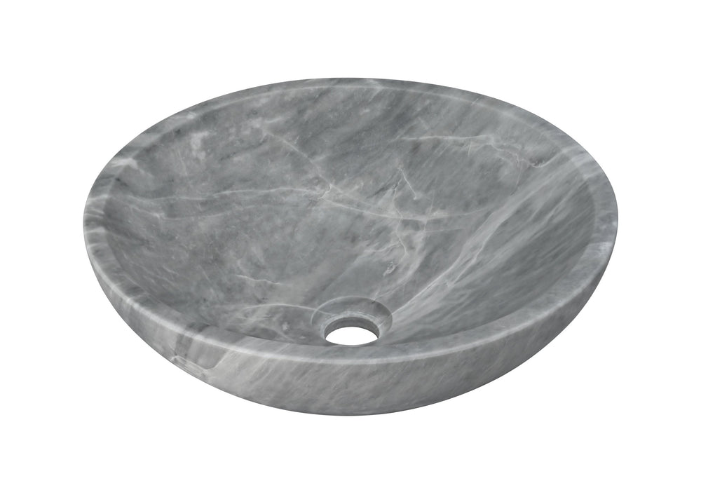 English Elm Carrara Gray Marble Vessel Sink – Semi-Polished Natural Stone Elegance For Luxurious Bathrooms W1696P333278
