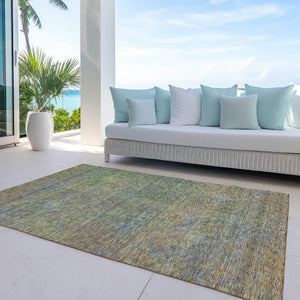 Homeroots 3' Vibrant Green, Gold & Charcoal Abstract Washable Indoor-outdoor Area Rug For Versatile Spaces 3' X 5' Polyester 588918