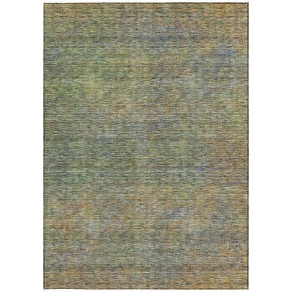 Homeroots 3' Vibrant Green, Gold & Charcoal Abstract Washable Indoor-outdoor Area Rug For Versatile Spaces 5' X 8' Polyester 588919