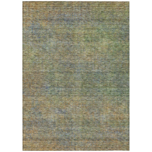 HomeRoots 5' Abstract Indoor Outdoor Area Rug in Green, Gold & Charcoal - Washable, Durable, Stylish Design 5' X 8' 588919