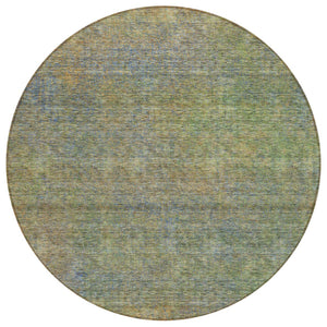 Homeroots 3' Vibrant Green, Gold & Charcoal Abstract Washable Indoor-outdoor Area Rug For Versatile Spaces 8' Round Polyester 588920