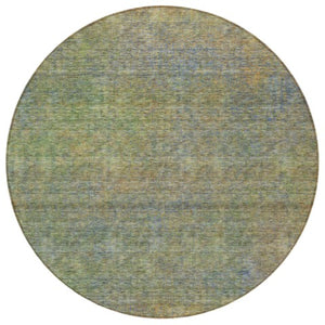 Homeroots 3' Vibrant Green, Gold & Charcoal Abstract Washable Indoor-outdoor Area Rug For Versatile Spaces 8' Round Polyester 588920