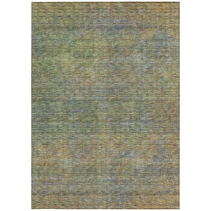 Homeroots 3' Vibrant Green, Gold & Charcoal Abstract Washable Indoor-outdoor Area Rug For Versatile Spaces 8' X 10' Polyester 588921