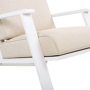 English Elm Christopher Knight Home® - Patio Lounge Chair: Weather-Resistant Beige Cushion & Durable White Acacia Wood For Ultimate Comfort N779P291591W
