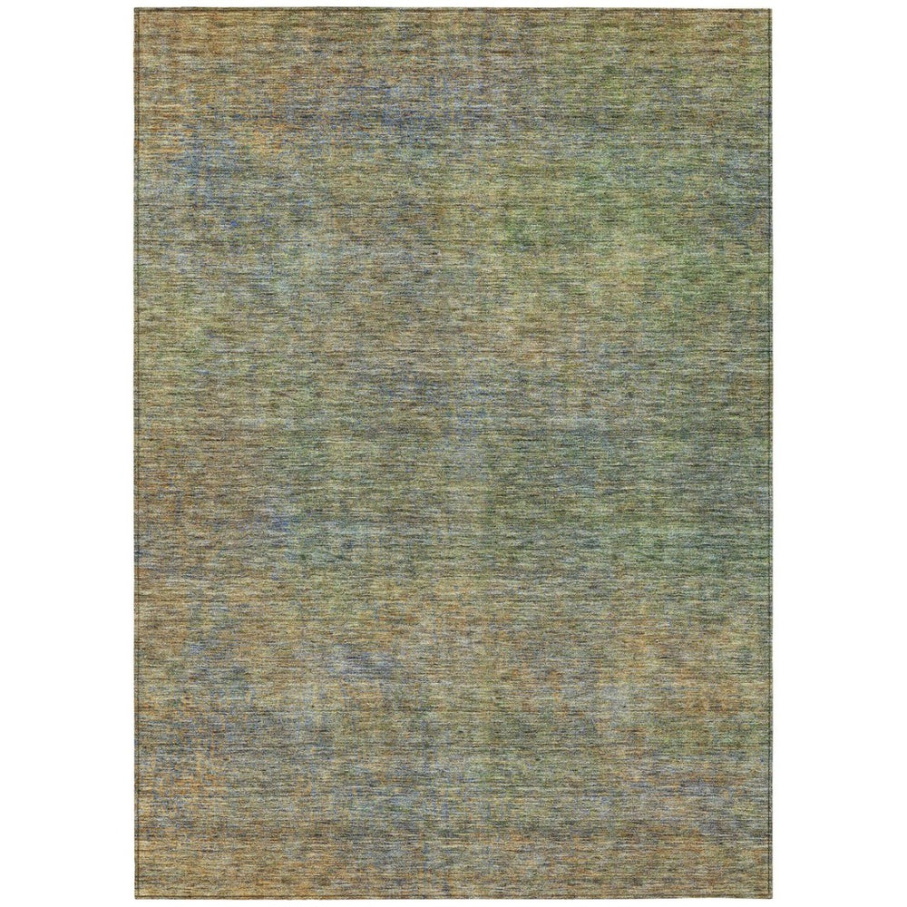 HomeRoots 9' Modern Abstract Area Rug in Green, Gold, and Charcoal - Durable, Washable for Indoor & Outdoor Use 9' X 12' 588922