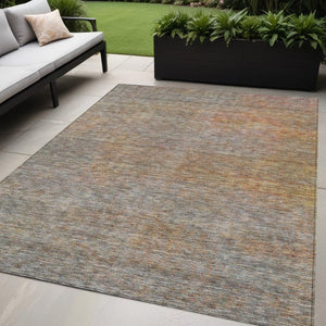 Homeroots 3' Vibrant Green, Gold & Charcoal Abstract Washable Indoor-outdoor Area Rug For Versatile Spaces 5' X 8' Polyester 588925