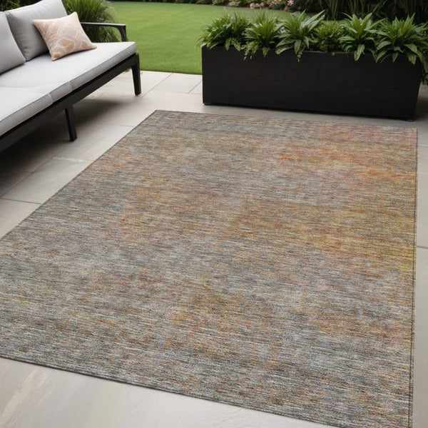 Homeroots 3' Vibrant Green, Gold & Charcoal Abstract Washable Indoor-outdoor Area Rug For Versatile Spaces 5' X 8' Polyester 588925
