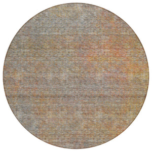 HomeRoots 5' Gray Charcoal and Orange Abstract Washable Area Rug for Indoor and Outdoor Spaces, Durable Design 8' Round 588926