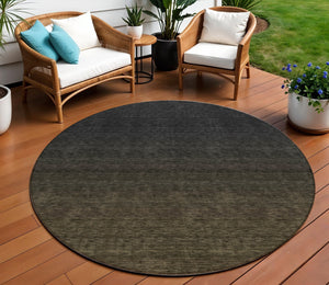 Homeroots 3' Gray And Brown Abstract Washable Area Rug – Durable Indoor Outdoor Design For Any Space 8' Round Polyester 588932