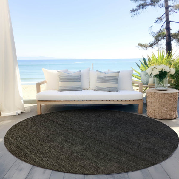 Homeroots 3' Gray And Brown Abstract Washable Area Rug – Durable Indoor Outdoor Design For Any Space 8' Round Polyester 588932