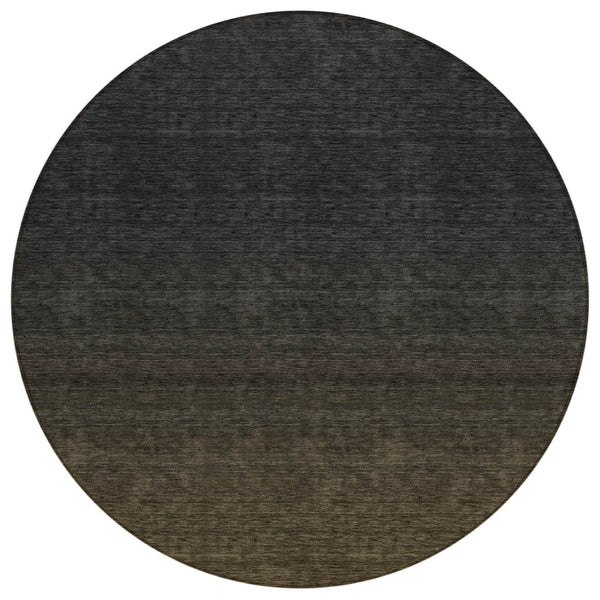 HomeRoots 5' Gray and Brown Abstract Rug - Stylish, Washable, Durable Design for Indoor and Outdoor Spaces 8' Round 588932