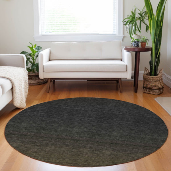 Homeroots 3' Gray And Brown Abstract Washable Area Rug – Durable Indoor Outdoor Design For Any Space 8' Round Polyester 588932