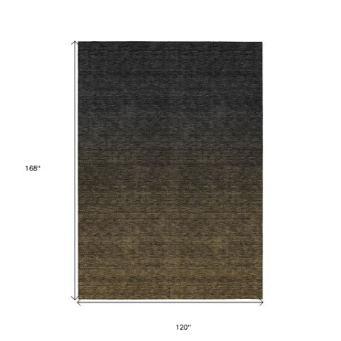Homeroots 3' Gray And Brown Abstract Washable Area Rug – Durable Indoor Outdoor Design For Any Space 10' X 14' Polyester 588935