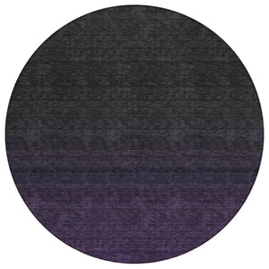 HomeRoots 5' Abstract Eggplant Purple and Charcoal Area Rug - Stylish, Washable, Durable Indoor/Outdoor Design 8' Round 588938