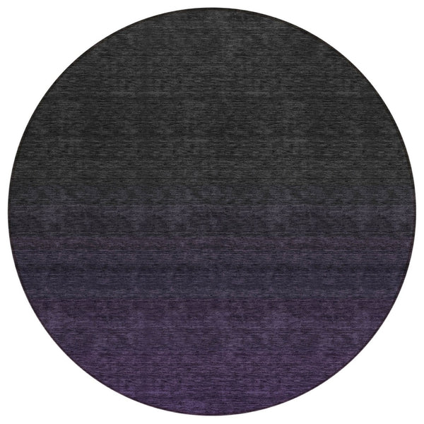HomeRoots 5' Abstract Eggplant Purple and Charcoal Area Rug - Stylish, Washable, Durable Indoor/Outdoor Design 8' Round 588938