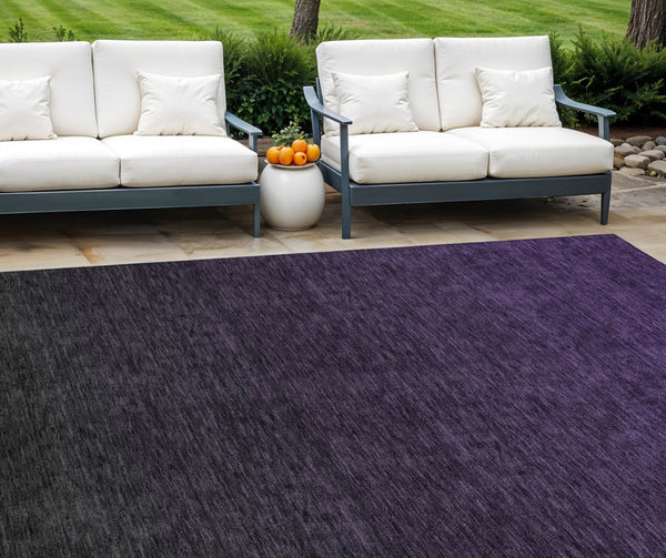 HomeRoots 5' Abstract Eggplant Purple and Charcoal Area Rug - Stylish, Washable, Durable Indoor/Outdoor Design 10' X 14' 588941