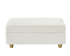 English Elm White Corduroy Single Sofa with Built-In Arm Storage, Ottoman Storage, Removable Covers, 57" W1658S00138