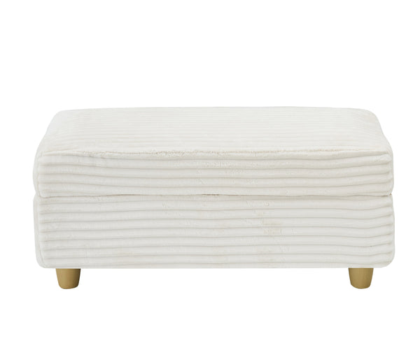 English Elm White Corduroy Single Sofa with Built-In Arm Storage, Ottoman Storage, Removable Covers, 57" W1658S00138