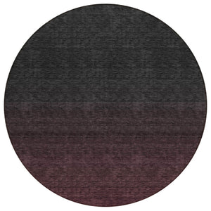 HomeRoots 5' Transform Your Space with Merlot and Charcoal Abstract Washable Area Rug for Indoor/Outdoor Use 8' Round 588950