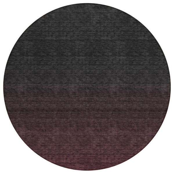 HomeRoots 5' Transform Your Space with Merlot and Charcoal Abstract Washable Area Rug for Indoor/Outdoor Use 8' Round 588950