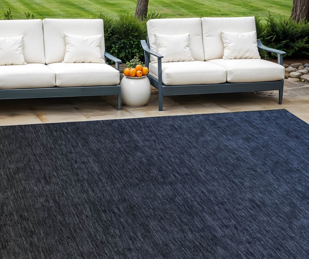 HomeRoots 9' Navy Blue and Charcoal Abstract Rug – Stylish, Washable Indoor/Outdoor Design for Versatile Spaces 9' X 12' 588958