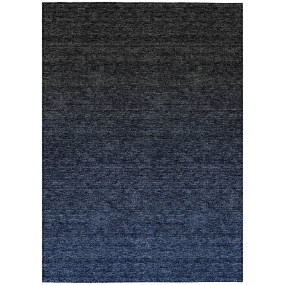 HomeRoots 9' Navy Blue and Charcoal Abstract Rug – Stylish, Washable Indoor/Outdoor Design for Versatile Spaces 9' X 12' 588958
