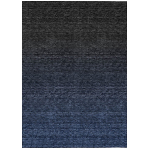 HomeRoots 9' Navy Blue and Charcoal Abstract Rug – Stylish, Washable Indoor/Outdoor Design for Versatile Spaces 9' X 12' 588958
