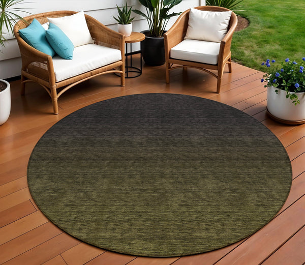 Homeroots 3' Gray And Brown Abstract Washable Area Rug – Durable Indoor Outdoor Design For Any Space 8' Round Polyester 588962