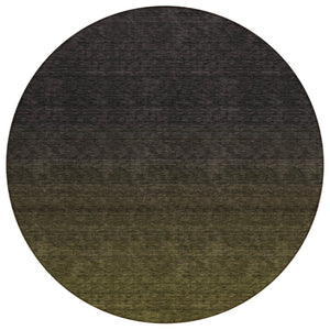 HomeRoots 5' Stylish Olive Green and Charcoal Abstract Indoor Outdoor Area Rug - Durable, Washable, Versatile Design 8' Round 588962