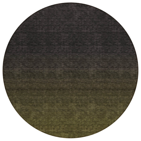 HomeRoots 5' Stylish Olive Green and Charcoal Abstract Indoor Outdoor Area Rug - Durable, Washable, Versatile Design 8' Round 588962