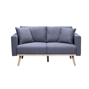 English Elm Elio Mid-century Linen Loveseat with Usb Ports Side Pockets and Tapered Wood Legs Dark Gray B2749P413344