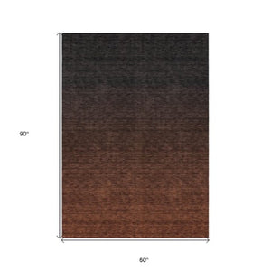 Homeroots 3' Gray And Brown Abstract Washable Area Rug – Durable Indoor Outdoor Design For Any Space 5' X 8' Polyester 588967