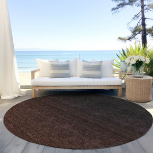Homeroots 3' Gray And Brown Abstract Washable Area Rug – Durable Indoor Outdoor Design For Any Space 8' Round Polyester 588968