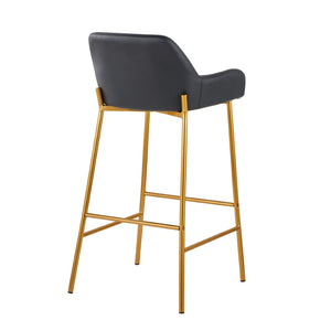 English Elm Fixed-height Swivel Barstools Walnut Legs Teal Upholstery Mid-century Modern Set of 2 B202S02156