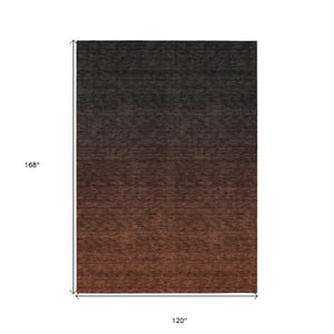 Homeroots 3' Gray And Brown Abstract Washable Area Rug – Durable Indoor Outdoor Design For Any Space 10' X 14' Polyester 588971