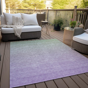 Homeroots 3' Artichoke Green And Lavender Ombre Washable Area Rug For Indoor And Outdoor Stylish Use 3' X 5' Polyester 588972