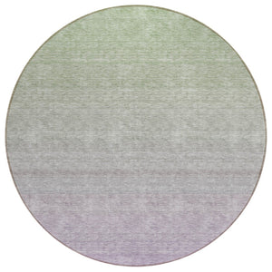 HomeRoots 5' Ombre Area Rug in Artichoke Green & Lavender – Durable, Washable, Ideal for Indoor & Outdoor Use 8' Round 588974